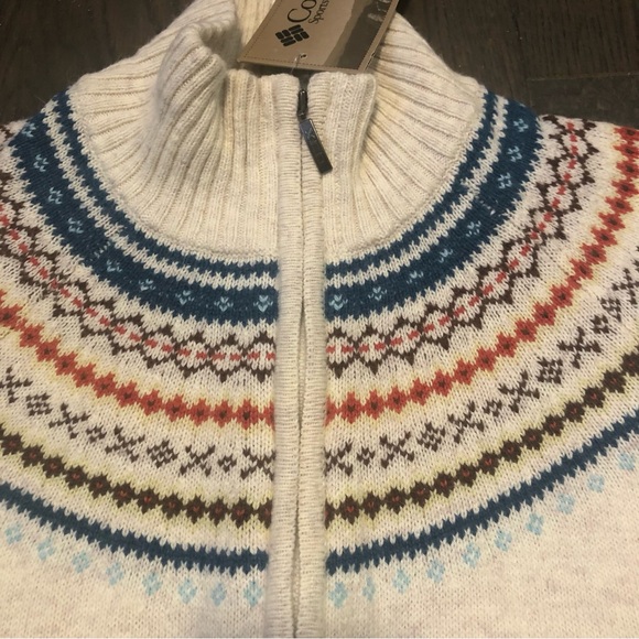 NWT Columbia Serendipity Fairisle Full Zip Women’s Sweater Sz XL Cream/Multi - Picture 2 of 12
